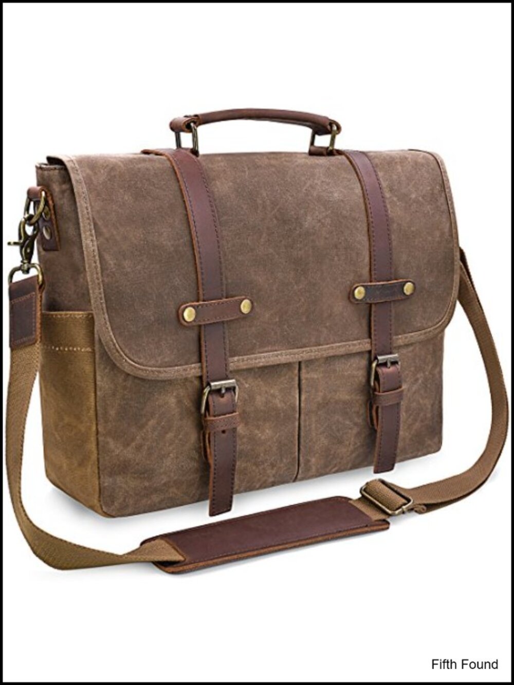 Waterproof Waxed Canvas Leather 15.6 Laptop Messenger Bag